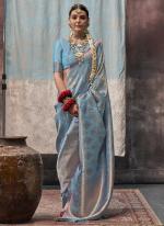 Silk Sky Blue Wedding Wear Weaving Saree